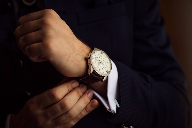 man wearing luxury watch
