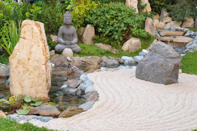 budda statue in zen garden