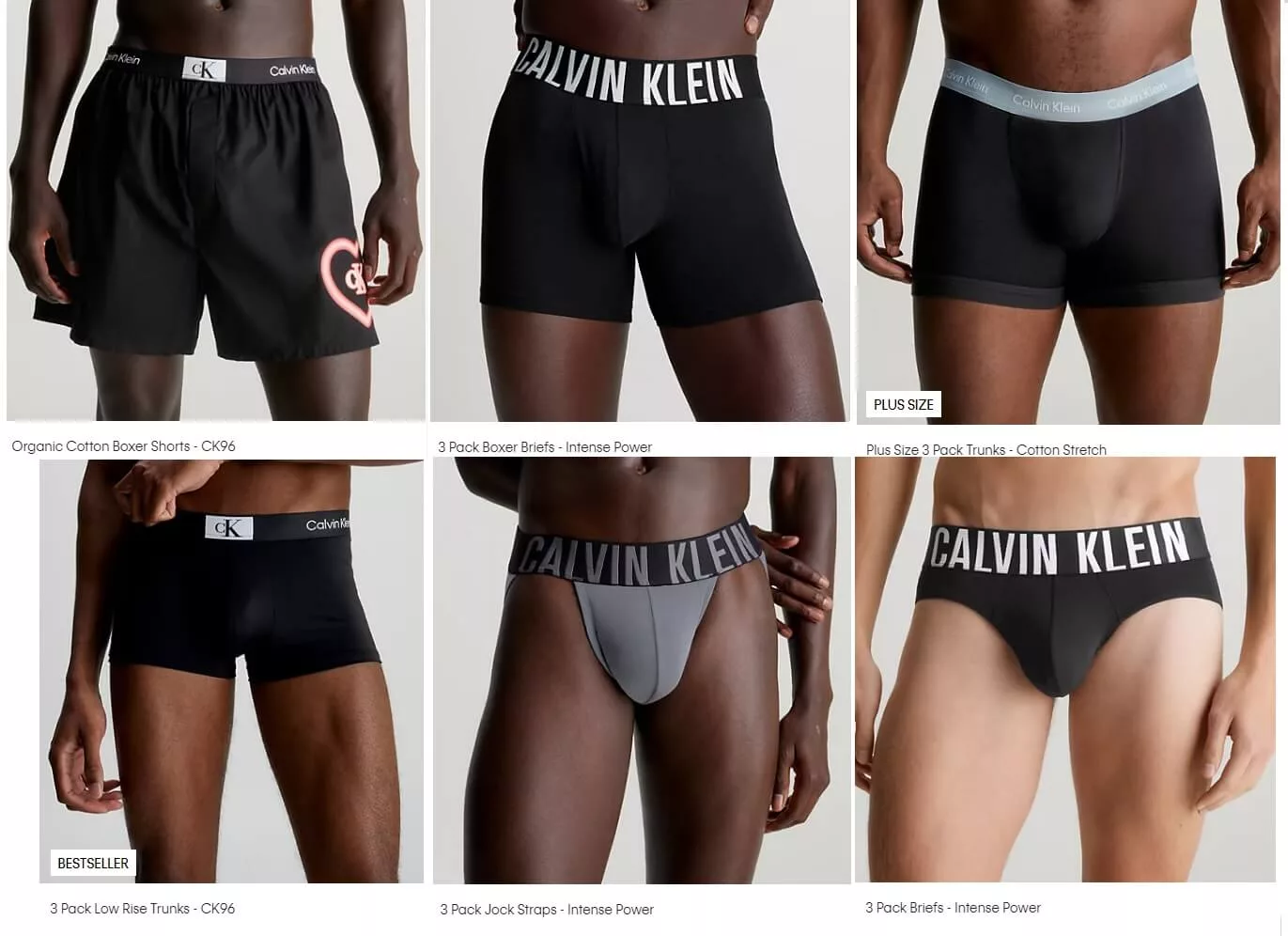 Calvin Klein mens underwear styles and types