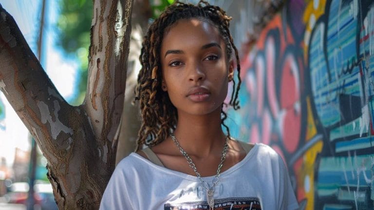 model wearing sustainable streetwear